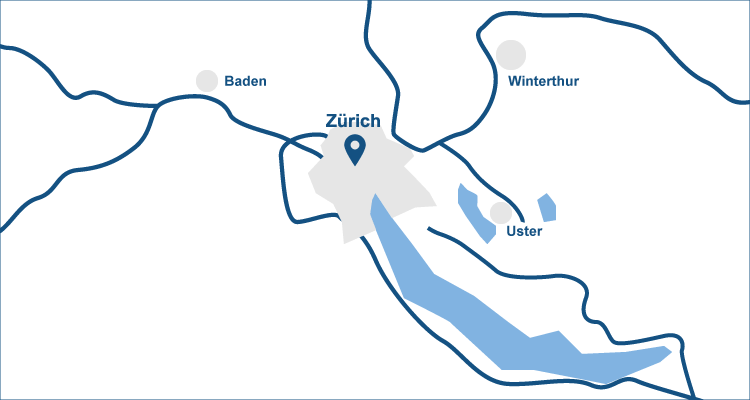 Karte der Region Zürich