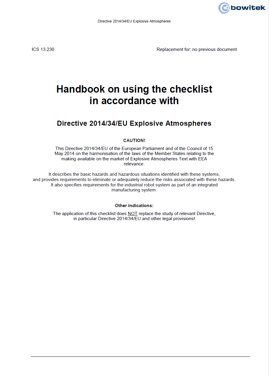 Checklist according to Directive 2014/34/EU