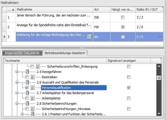 Screenshot des Safexpert Betriebsanleitungs-Assistenten