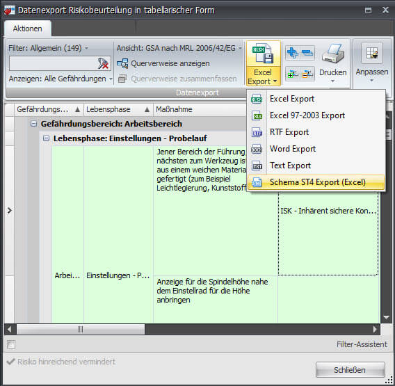 Safexpert bietet eine Exportfunktion ins Redaktionssystem Schema ST4.