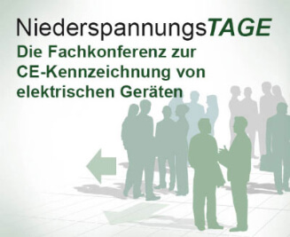 Flyer der Niederspannungstage mit Infoschrift "Die Fachkonferenz zur CE-Kennzeichnung von elektrischen Geräten"