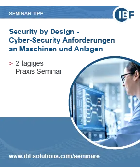 Hinweisbild Anzeige Security by Design Cyber Security Anforderungen an Maschinen und Anlagen