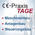 Werbeplakat der CE-Praxistage mit Hinweis zu den Branchen Maschinen-, Anlagen- und Steuerungsbau