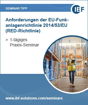 Werbeflyer für das Seminar "Anforderungen der EU-Funkanlagenrichtlinie"