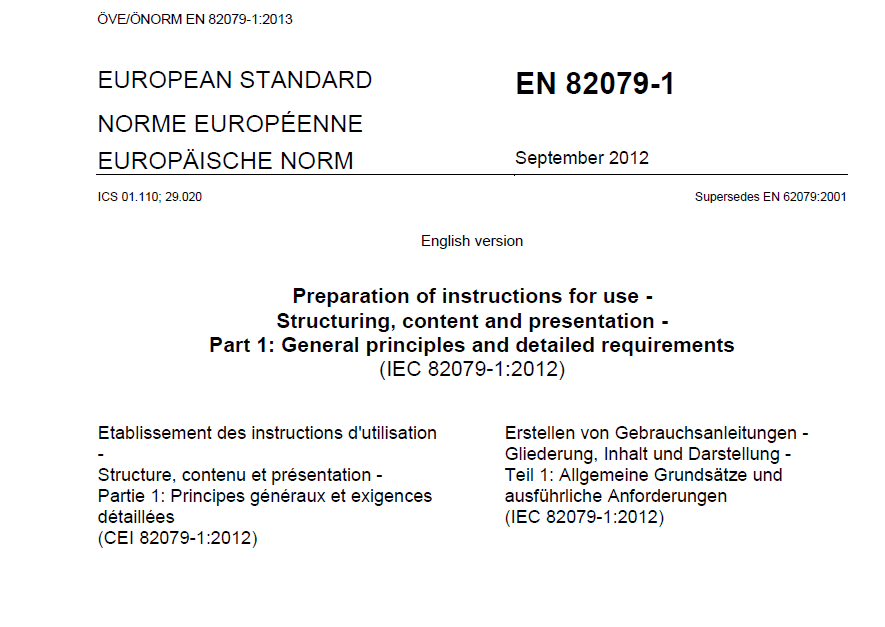 Operating instructions can be created in Safexpert based on a template according to EN 82079-1.