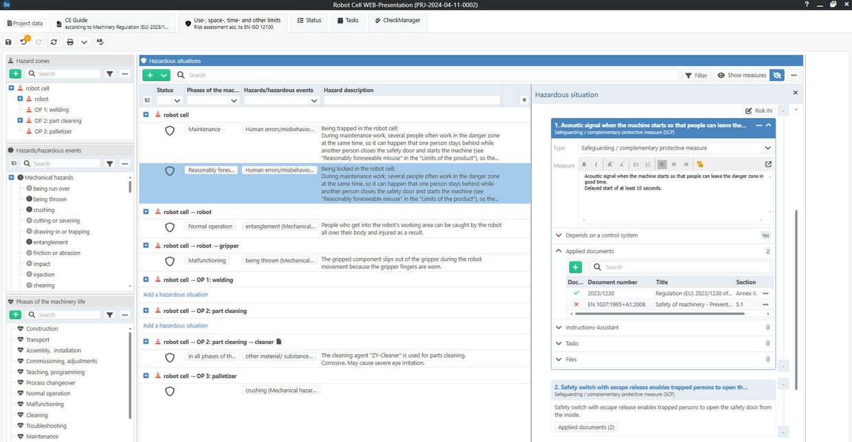 Screenshot from Safexpert and its Risk Assessment