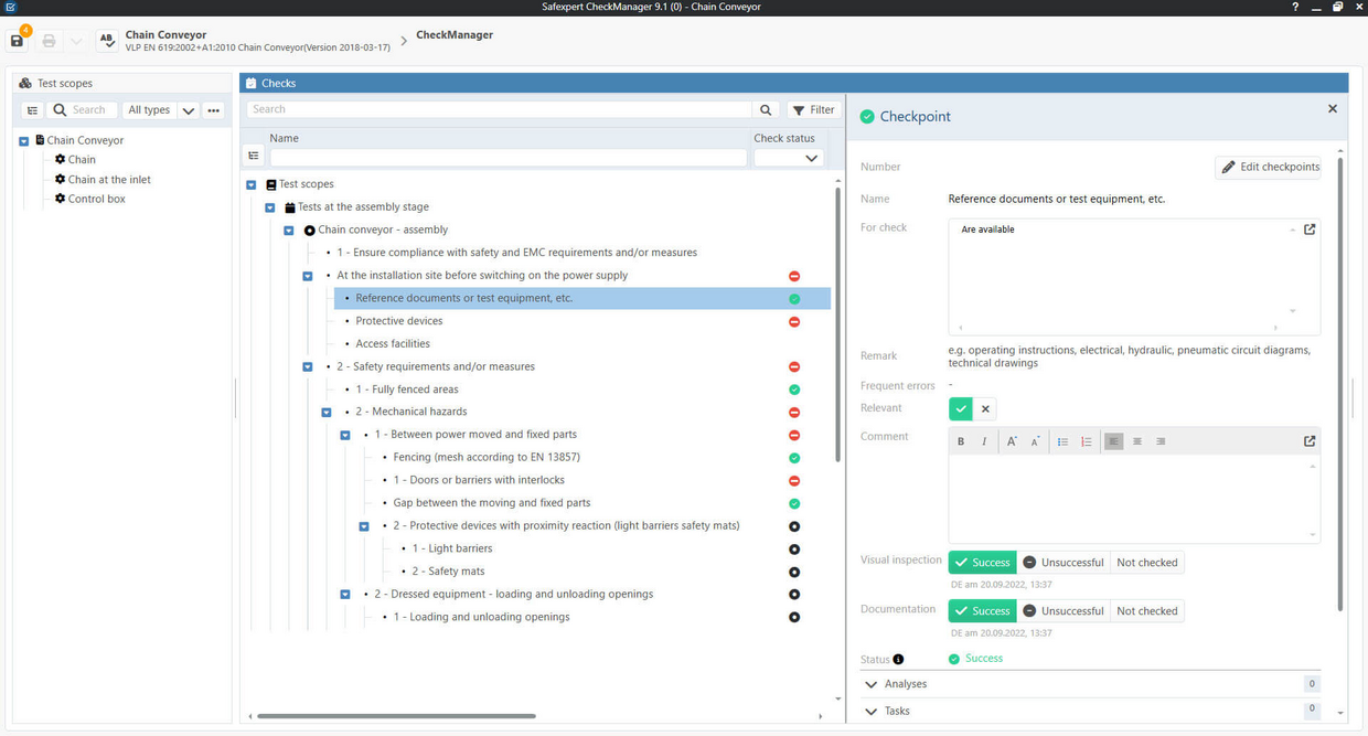 Screenshot from Safexpert CheckManager