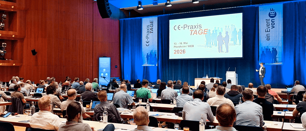 Publikum bei einer Präsentation auf der Konferenz CE-PraxisTage 2025