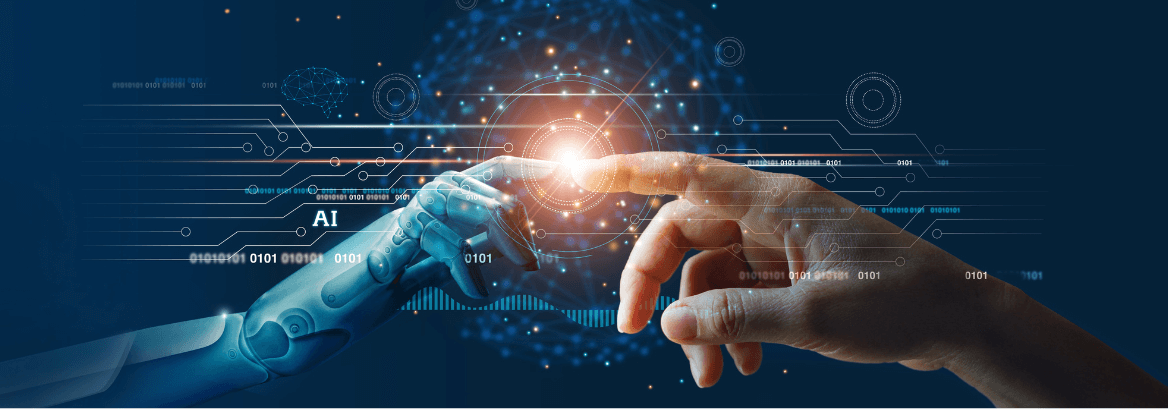 Grafische Darstellung zur Interaktion von Mensch und KI