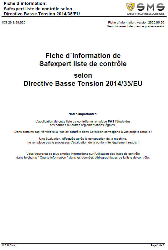 Liste Directive Basse Tension 2014/35/EU grand