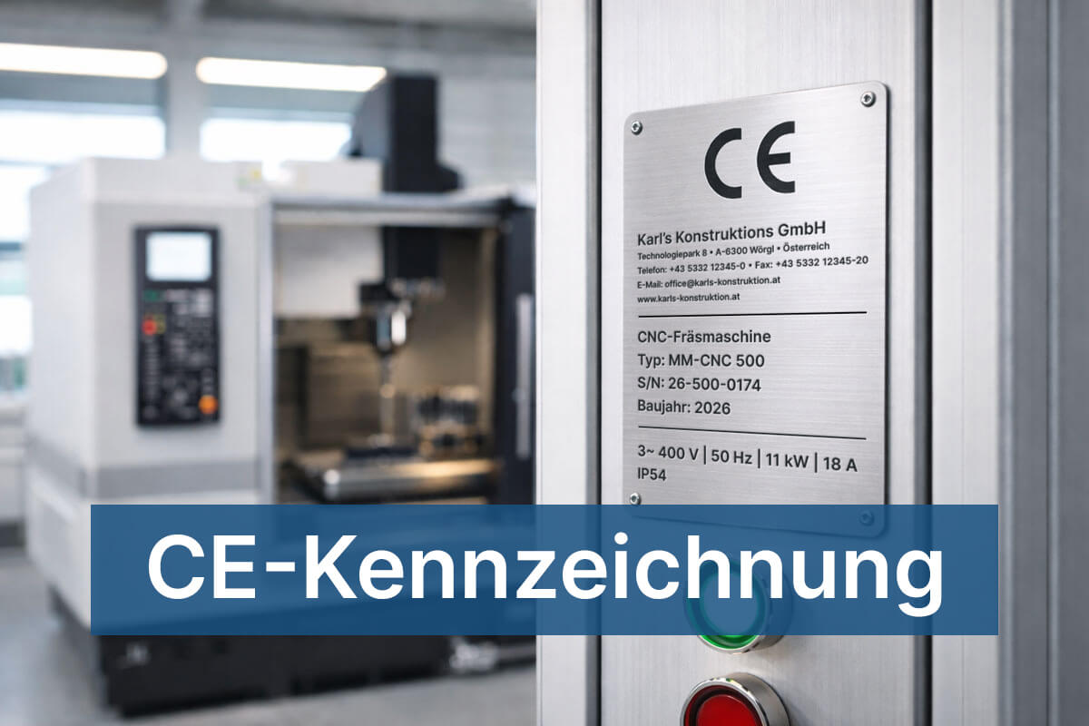Aufnahme einer CE-Plakette auf einer Maschine