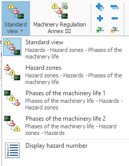 Screenshot from Safexpert to illustrate the different views in a risk assessment project